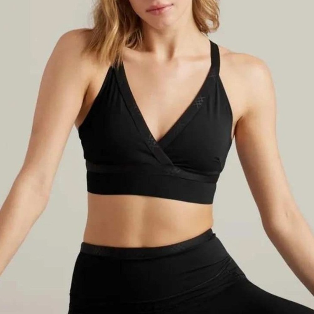 Rhone Banded‎ Hi-Form Sports Bra XS Black Medium Impact Crossback Athletic NWT